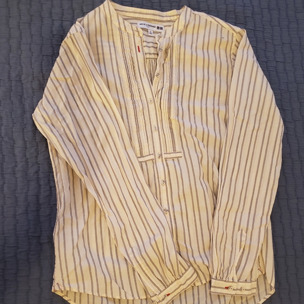 Cream striped UNIQLO blouse